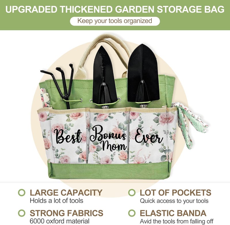 Taesun Bonus Mom Gifts, Garden Kit Christmas Bonus Mom Gifts from Bonus Daughter Floral Gardening Tools and Durable Garden Tools Organizer Tote, Gardening Set for Women on Birthday Plant Lover Present - Image 2